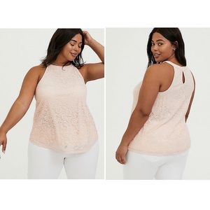 Torrid lace goddess tank, pink/peach blush, L/0X